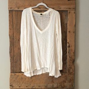 We The Free Oversized White V-Neck